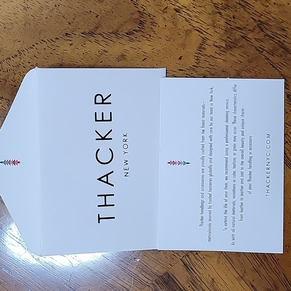 THACKER Leather Nola Shoulder/Crossbody Bag, Flap over, White/Taupe, NWT - Picture 16 of 16